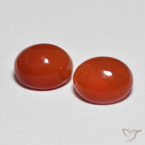 Agate rouge de 3,4 ct, taille ovale de 8,7 x 7,1 mm d'Inde, Photo A