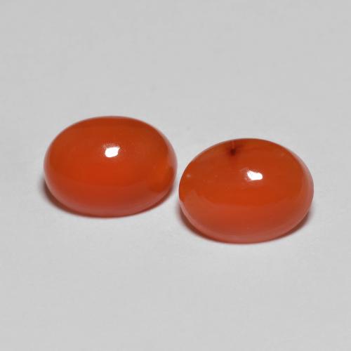 Agate rouge de 2,6 ct, taille ovale de 7,9 x 5,9 mm d'Inde, Photo A