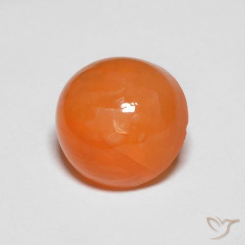 1.39 ct Orange Agate Stone, Natural Agate in Round Cabochon Shape for Sale