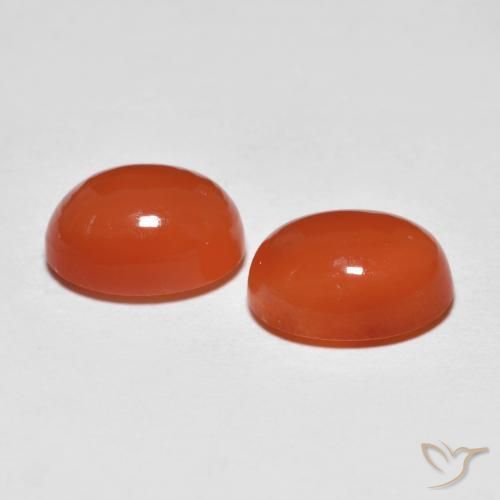 Agate Gemstones in 7.6 x 6 mm Size for Sale, Agate Stones in Medium Red Color