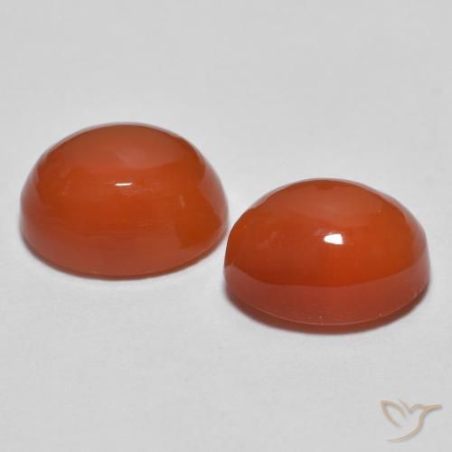 Agate Gemstones in 8 x 6 mm (calibrated) Size for Sale, Agate Stones in Medium Orange Color