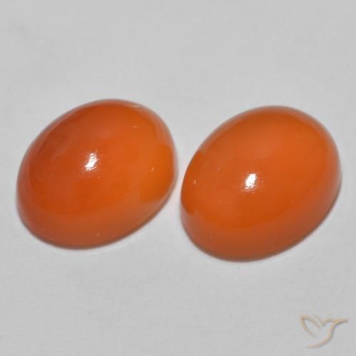 2.51 ctw Orange Agate Stones, Natural Agate in Oval Cabochon Shape for Sale