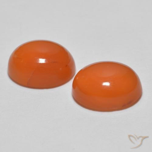 Agate Gemstones in 8 x 6 mm (calibrated) Size for Sale, Agate Stones in Medium Orange Color