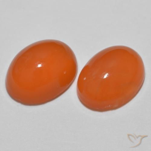 2.46 ctw Orange Agate Stones, Natural Agate in Oval Cabochon Shape for Sale