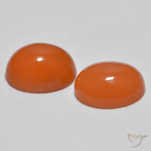 Agate Gemstones in 8 x 6 mm (calibrated) Size for Sale, Agate Stones in Fire Orange Color