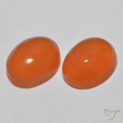 2.28 ctw Orange Agate Stones, Natural Agate in Oval Cabochon Shape for Sale