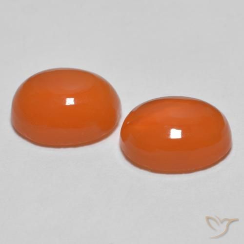Agate Gemstones in 7.5 x 5.8 mm Size for Sale, Agate Stones in Medium Orange Color