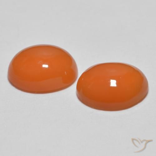 Agate Gemstones in 8.1 x 5.5 mm Size for Sale, Agate Stones in Bright Orange Color