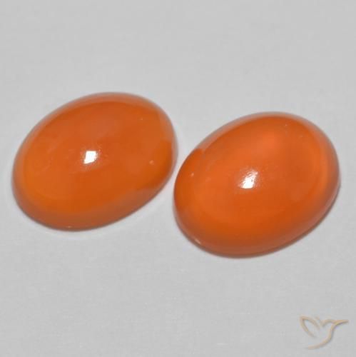 2.05 ctw Orange Agate Stones, Natural Agate in Oval Cabochon Shape for Sale