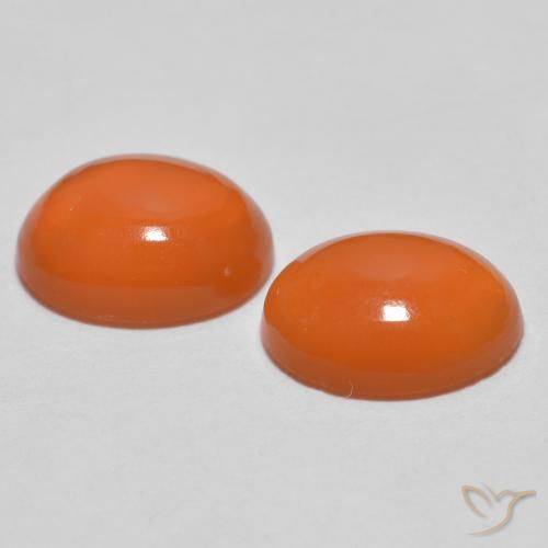 Agate Gemstones in 8 x 6 mm (calibrated) Size for Sale, Agate Stones in Medium Orange Color