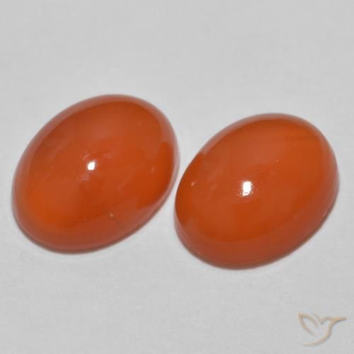 2.30 ctw Orange Agate Stones, Natural Agate in Oval Cabochon Shape for Sale