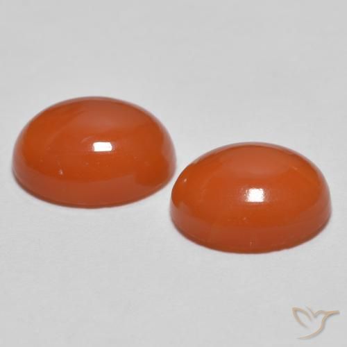 Agate Gemstones in 8 x 6 mm (calibrated) Size for Sale, Agate Stones in Medium Orange Color