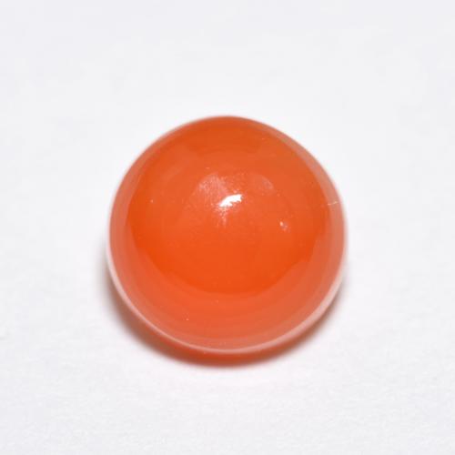 6.9mm Round Cabochon Orange Agate from India, Weight of 1.39ct, Natural dyed Gemstone in Translucent Clarity, 1pc Agate - Color: Deep Reddish Orange, Mohs Hardness of 6.5 - 7 suitable for daily wear jewelry, Photo A