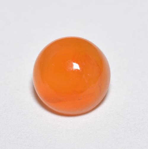 6.9mm Round Cabochon Orange Agate from India, Weight of 1.34ct, Natural dyed gemstone in Translucent Clarity, 1pc Agate - the Color is Bright Orange, Mohs Hardness of 6.5 - 7 suitable for daily wear jewelry, Photo A