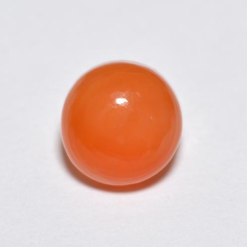 1.34ct Round Cabochon Orange Agate from India, Dimension 6.8mm, Natural dyed Gemstone, Translucent Clarity, 1 piece Agate in Bright Orange Color, Mohs Hardness of 6.5 - 7 suitable for daily wear jewelry, Photo A