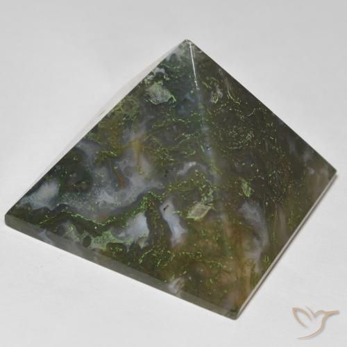 128.79 ct Green Agate Stone, Natural Agate in Pyramid Shape for Sale