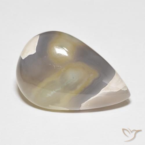 26.97 ct White Agate Stone, Natural Agate in Pear Cabochon Shape for Sale