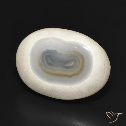 21.41 ct White Agate Stone, Natural Agate in Oval Cabochon Shape for Sale