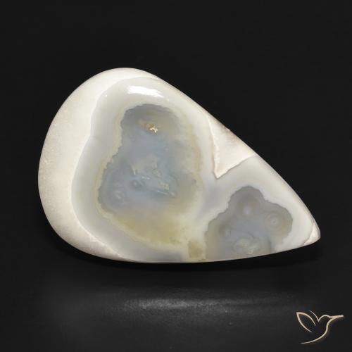 31.41 ct White Agate Stone, Natural Agate in Pear Cabochon Shape for Sale