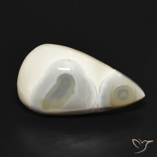 18.68 ct White Agate Stone, Natural Agate in Pear Cabochon Shape for Sale
