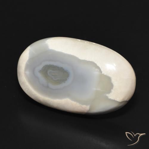 24.26 ct White Agate Stone, Natural Agate in Oval Cabochon Shape for Sale