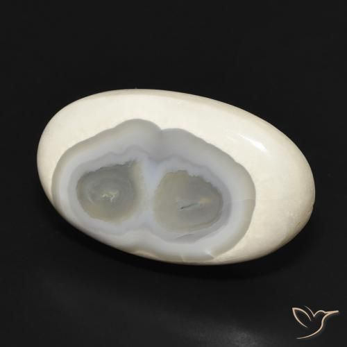 23.13 ct White Agate Stone, Natural Agate in Oval Cabochon Shape for Sale