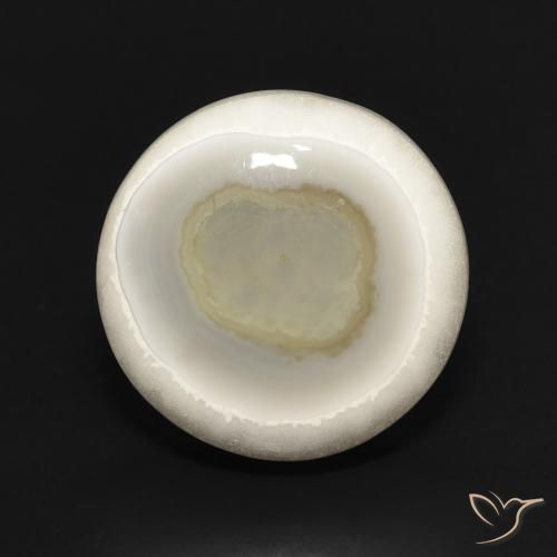 12.79 ct White Agate Gemstone, Agate Gem in Round Cabochon Shape for Sale.