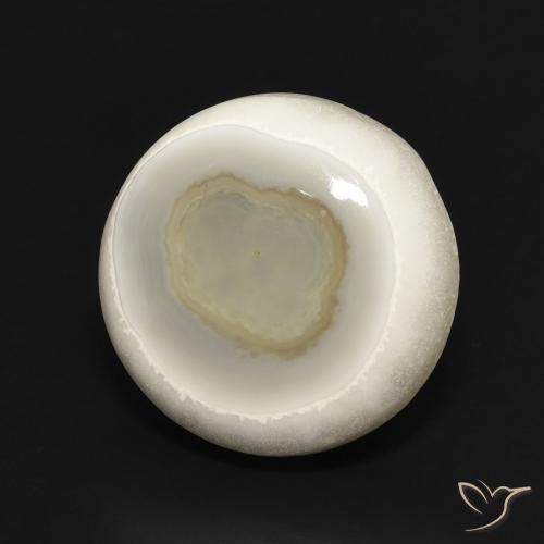 12.79 ct White Agate Stone, Natural Agate in Round Cabochon Shape for Sale