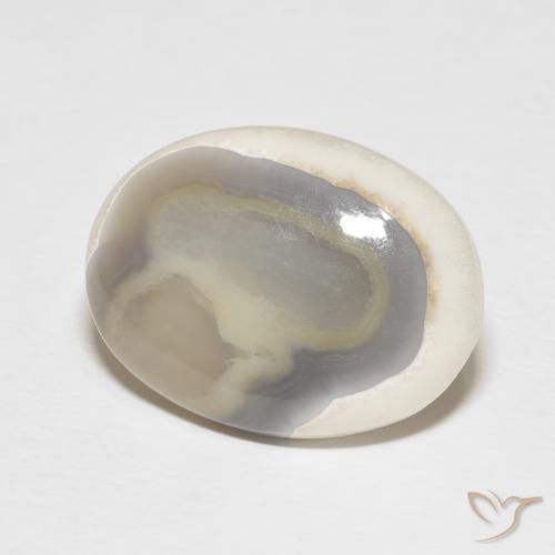 13.26 ct White Agate Stone, Natural Agate in Oval Cabochon Shape for Sale