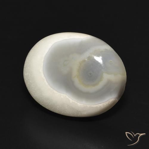 14.96 ct White Agate Stone, Natural Agate in Oval Cabochon Shape for Sale
