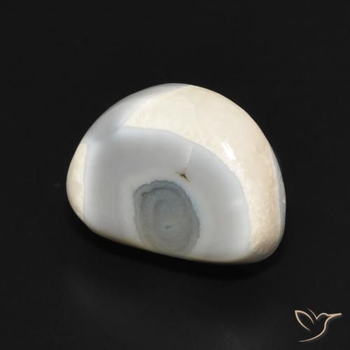 6.67 ct White Agate Stone, Natural Agate in Half Moon Cabochon Shape for Sale