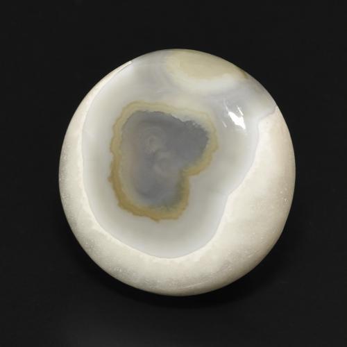 15.97 ct White Agate Stone, Natural Agate in Round Cabochon Shape for Sale