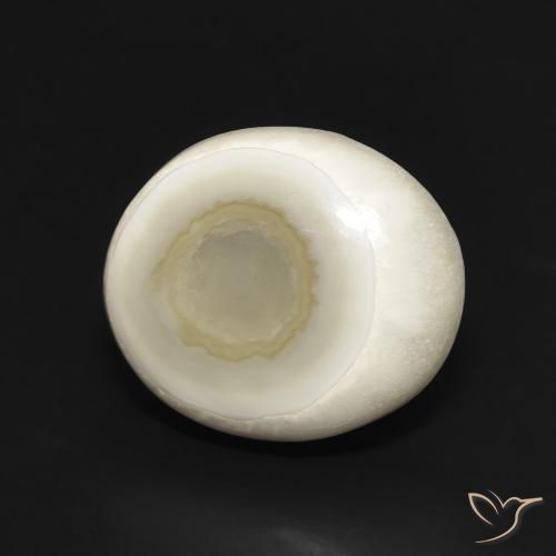 6.02 ct White Agate Stone, Natural Agate in Oval Cabochon Shape for Sale