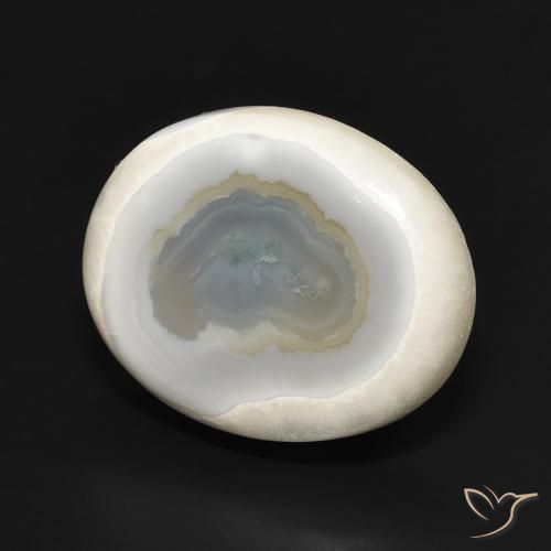 20.05 ct White Agate Stone, Natural Agate in Oval Cabochon Shape for Sale