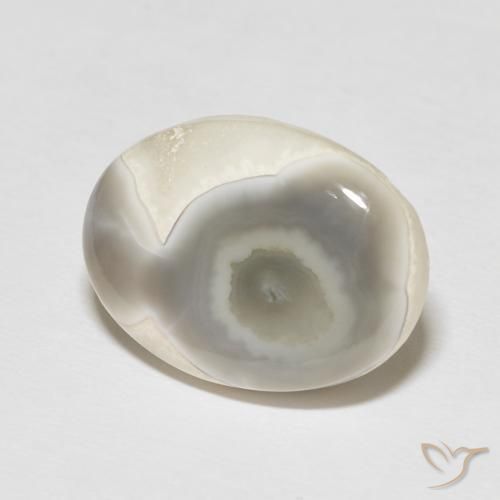 14.26 ct White Agate Stone, Natural Agate in Oval Cabochon Shape for Sale