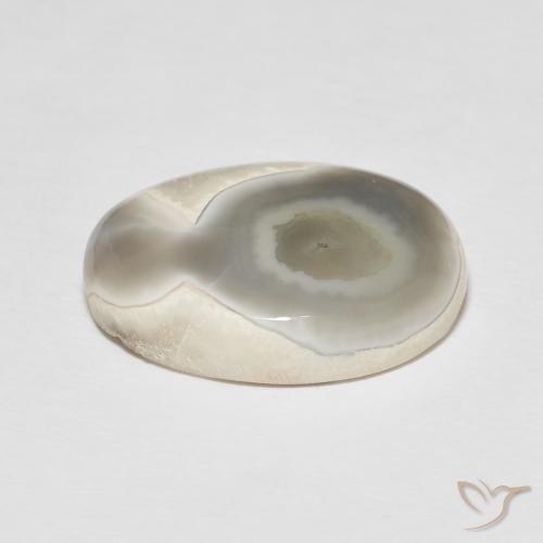 Agate Gemstone in 20 x 15 mm (calibrated) Size for Sale, Agate Stone in Off White Color