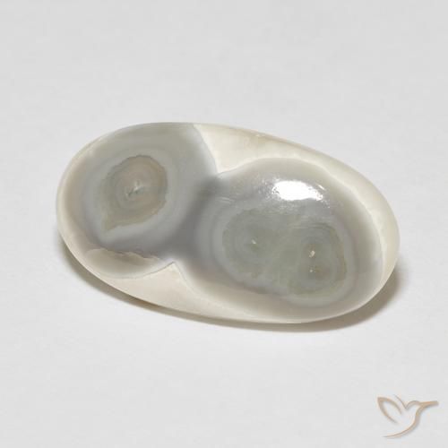 16.39 ct White Agate Stone, Natural Agate in Oval Cabochon Shape for Sale