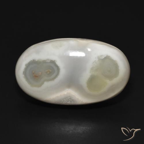 29.67 ct White Agate Gemstone, Agate Gem in Oval Cabochon Shape for Sale.