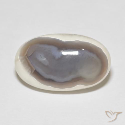 22.38 ct White Agate Gemstone, Agate Gem in Oval Cabochon Shape for Sale.