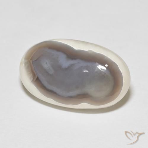 22.38 ct White Agate Stone, Natural Agate in Oval Cabochon Shape for Sale