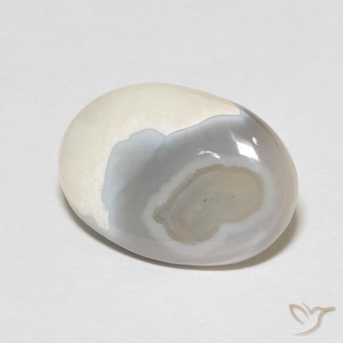 8.92 ct White Agate Stone, Natural Agate in Oval Cabochon Shape for Sale