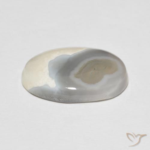 Agate Gemstone in 19 x 13.3 mm Size for Sale, Agate Stone in Multicolor White Color
