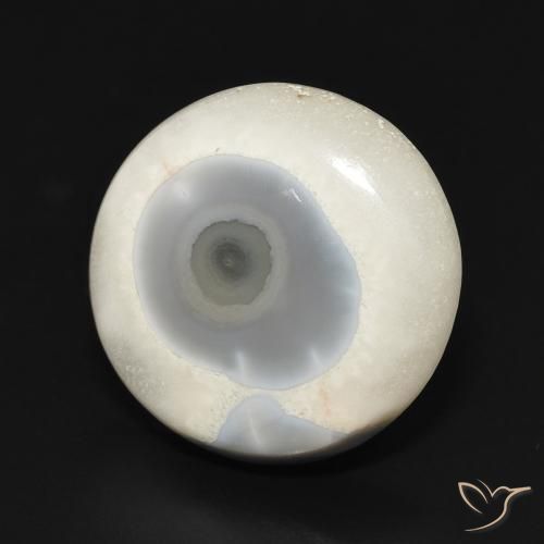 13.25 ct White Agate Stone, Natural Agate in Round Cabochon Shape for Sale