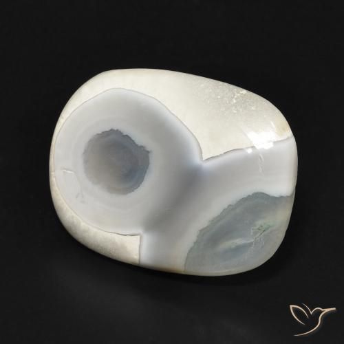 8.05 ct White Agate Stone, Natural Agate in Cushion Cabochon Shape for Sale