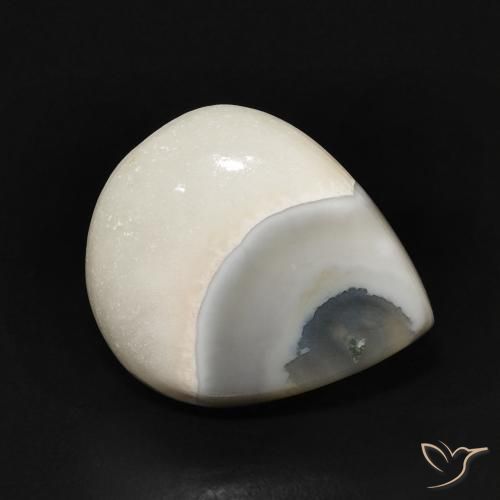 7.58 ct White Agate Stone, Natural Agate in Pear Cabochon Shape for Sale