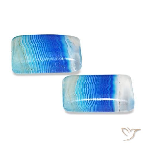 Agate Gemstones in 15.5 x 10.9 mm Size for Sale, Agate Stones in Multicolor Blue Color