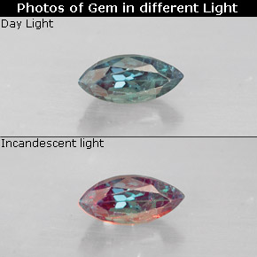 0.43 ct Multicolor Alexandrite Gemstone, Alexandrite Gem in Marquise Facet Shape for Sale.