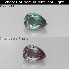 0.45 ct Multicolor Alexandrite Gemstone, Alexandrite Gem in Pear Facet Shape for Sale.