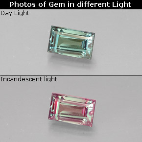 0.40 ct Multicolor Alexandrite Gemstone, Alexandrite Gem in Baguette Facet Shape for Sale.