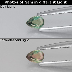 0.10 ct Multicolor Alexandrite Gemstone, Alexandrite Gem in Pear Facet Shape for Sale.